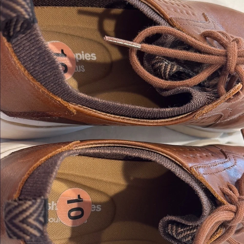 Hush Puppies Brown Leather Oxfords with Minimalist Design